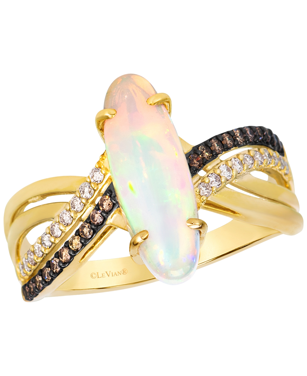 Le Vian Neopolitan Opal & Chocolate Diamond Ring (0.23 ct. t.w.) in 14k Yellow Gold - Yellow Gold