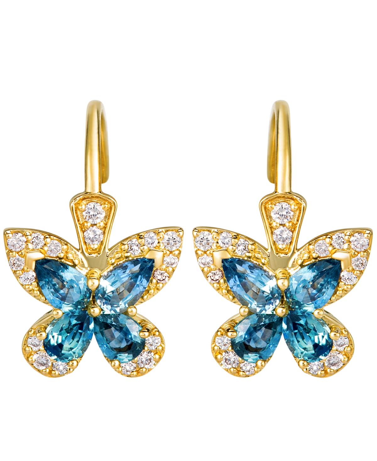 Le Vian Pear-Shaped Diamond Sapphire Earrings (1/4 ct. t.w.) in 14k Yellow Gold - Yellow Gold