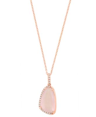 Quartz and Diamond Pendant Necklace (Quartz 6-3/4 ct. t.w., Diamond 1/10 ct. t.w.) in 14k Rose Gold