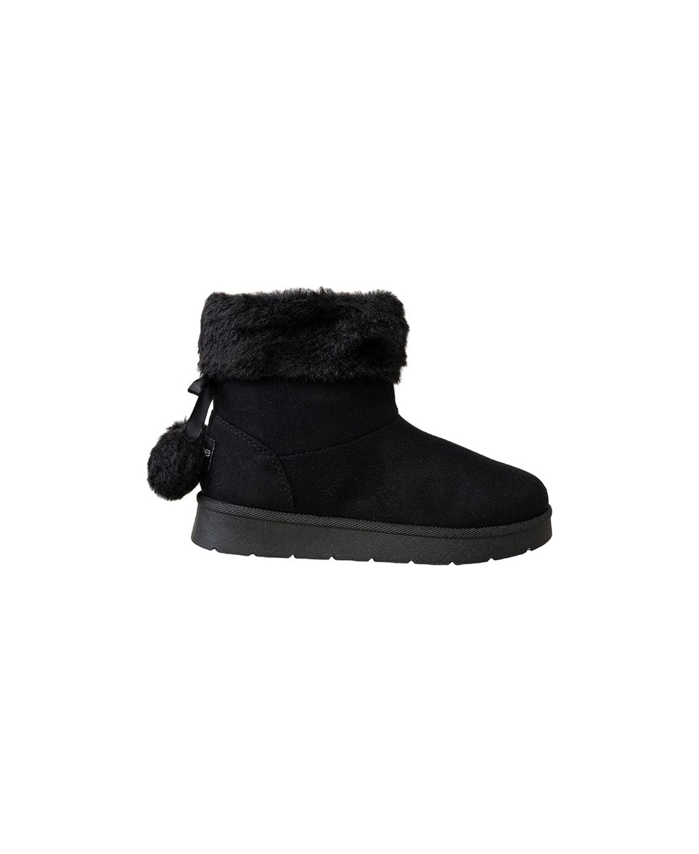 Ботинки Bebe Cozy Faux-Fur Cuff Boot with Bow and Pom-Pom Accents для девочек, цвет: Чёрный — фото 2