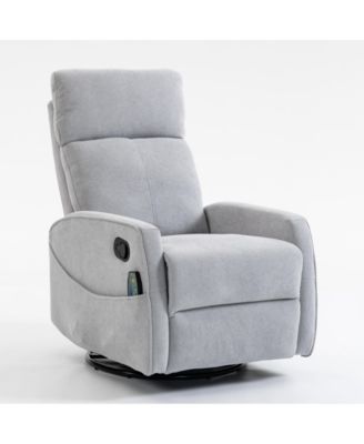 Short Plush Manual Armchair Sofa, 360degree Swivel Button Recliner, Soft Fabric Comfortable Leisure Chair for Living Room