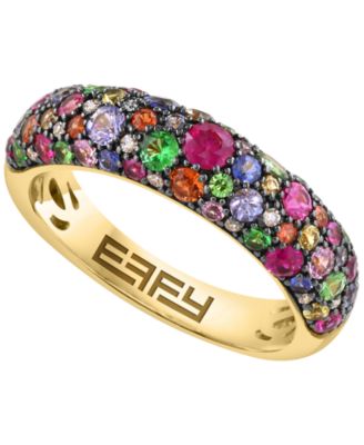 Diamond and Multigemstone Ring (1/10 ct. t.w. Diamond, 1-5/8 ct. t.w. Multigemstone) in 14k Yellow Gold