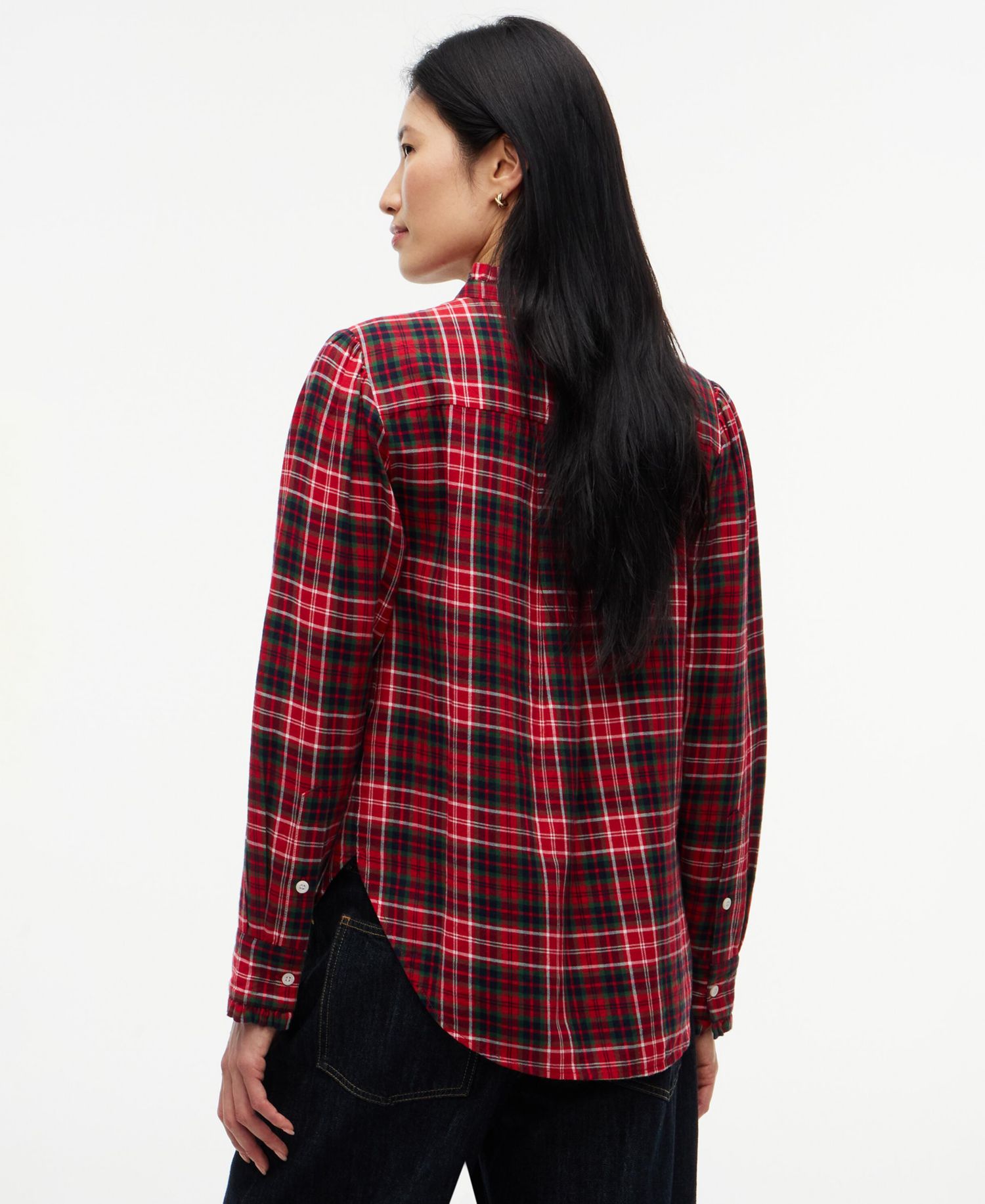 Women's Plaid Frill Flannel Shirt