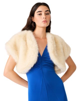 Juniors' Jalen Cropped Faux Fur Bolero Jacket