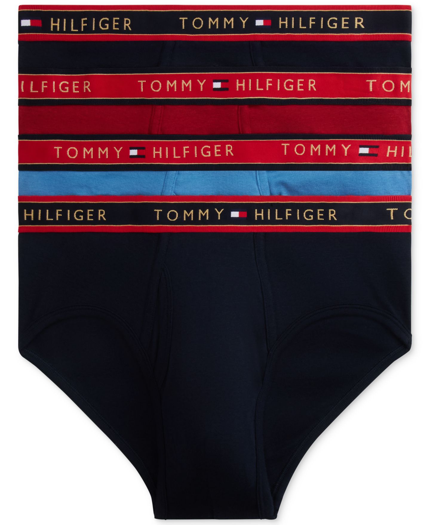 Трусы-брифы Stitch для мужчин, хлопок, 4 шт. — Tommy Hilfiger, цвет: Красный / Пустынный небесно-голубой — фото 1