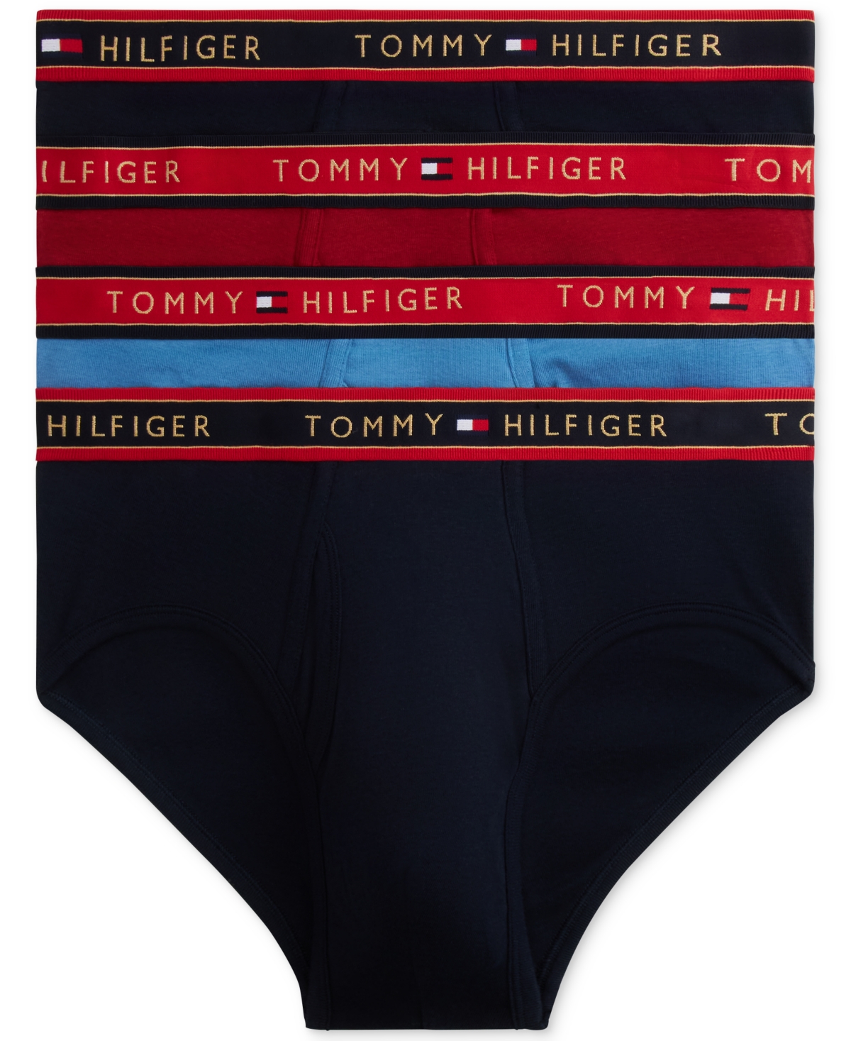 Tommy Hilfiger Men's Cotton Classics Combed Rib-Stitch Briefs, 4-Pack - Regatta Red/Desert Sky/Liberty Blue/Dese