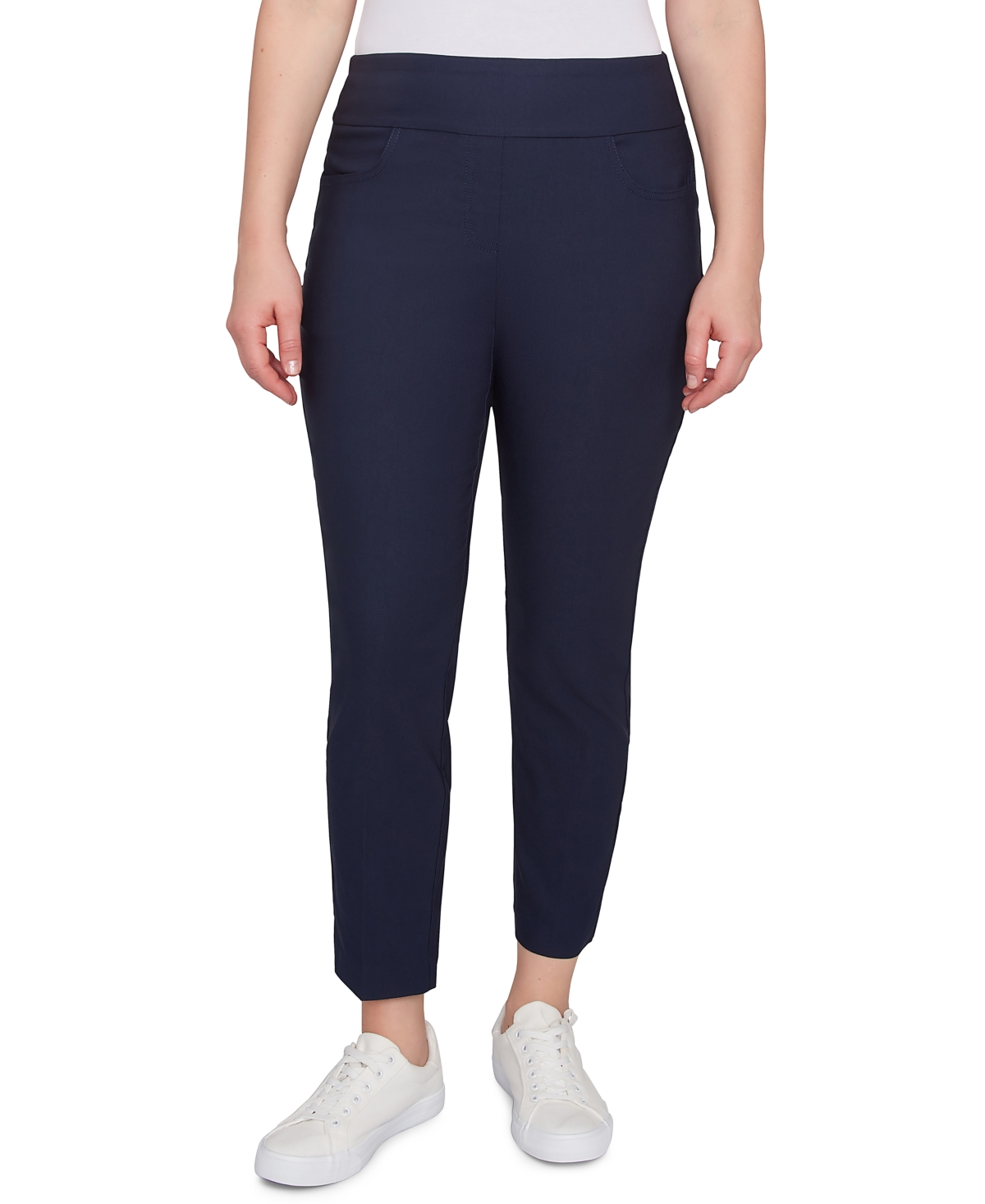Ruby Rd. Petite Comfort Silky Tech Pull-on Ankle Pants In Navy
