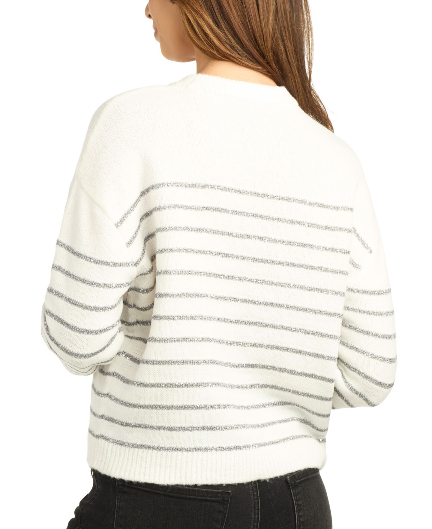 Женский свитер BCX Juniors' Striped Cropped Pullover Crewneck, цвет: Слоновая кость — фото 4