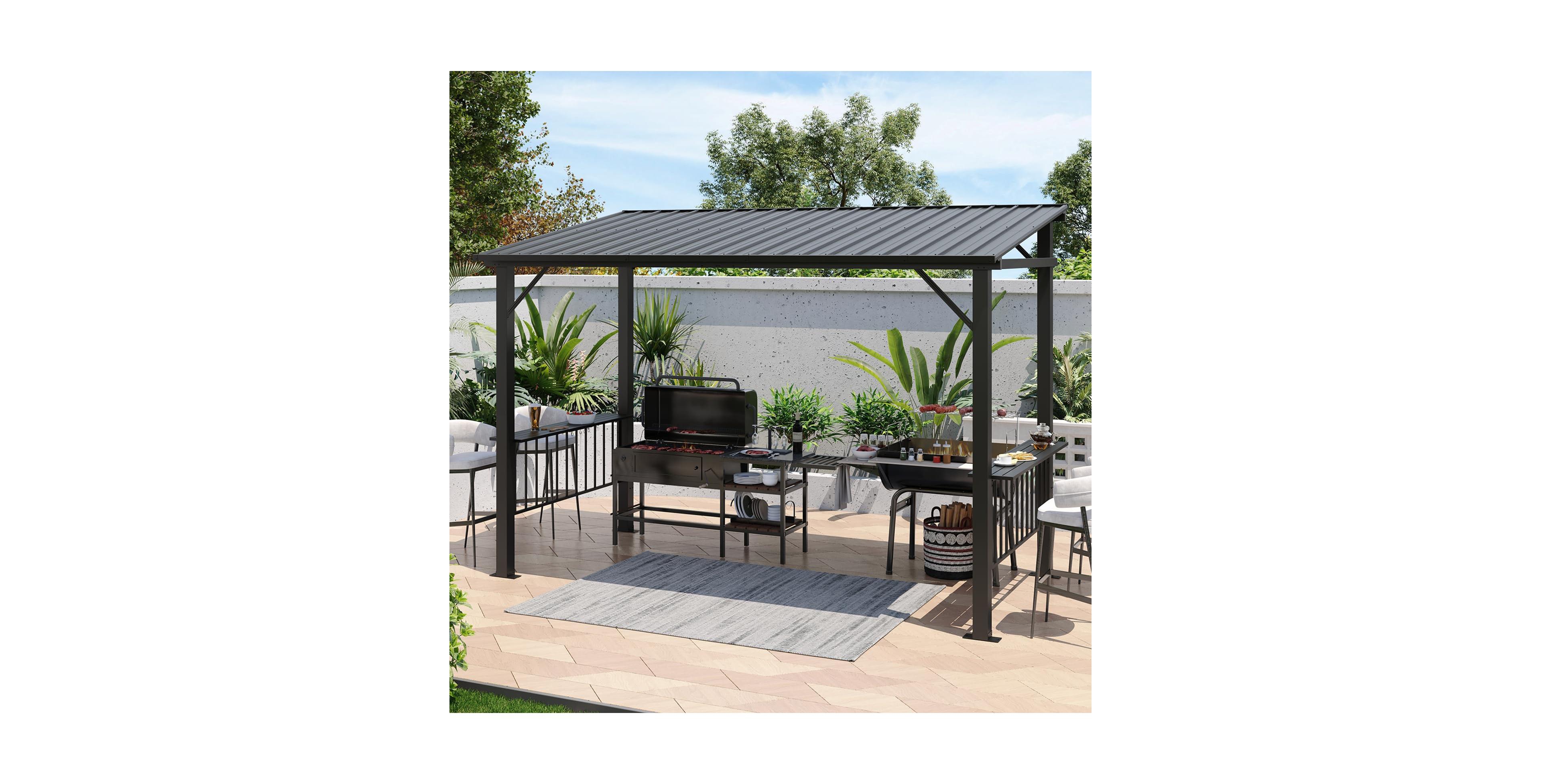 Aoxun 12 x 6 Ft Steel Hardtop Grill Gazebo