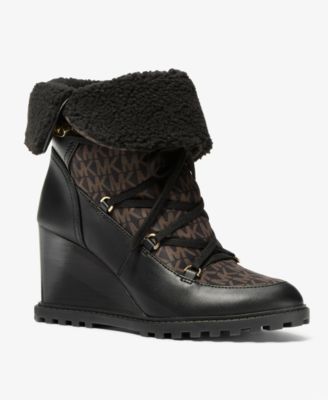 MICHAEL Women's Blakely Wedge Shearling-Accented Booties