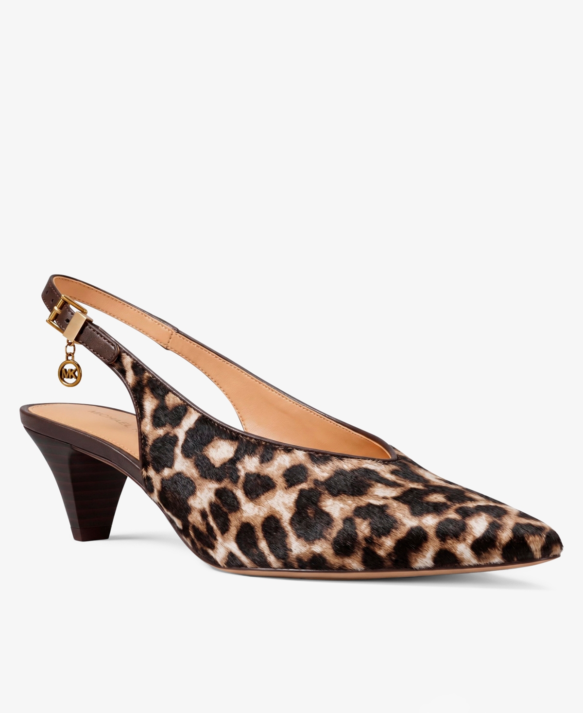 Michael Michael Kors Women's Tonya Slingback Kitten Heel Pointed Toe Pumps - Dark Camel Multi