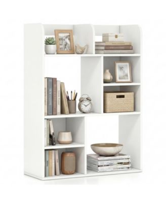 Desk Bookshelf Desktop Display Rack with 8 Open Cubes Countertop Storage Hutch