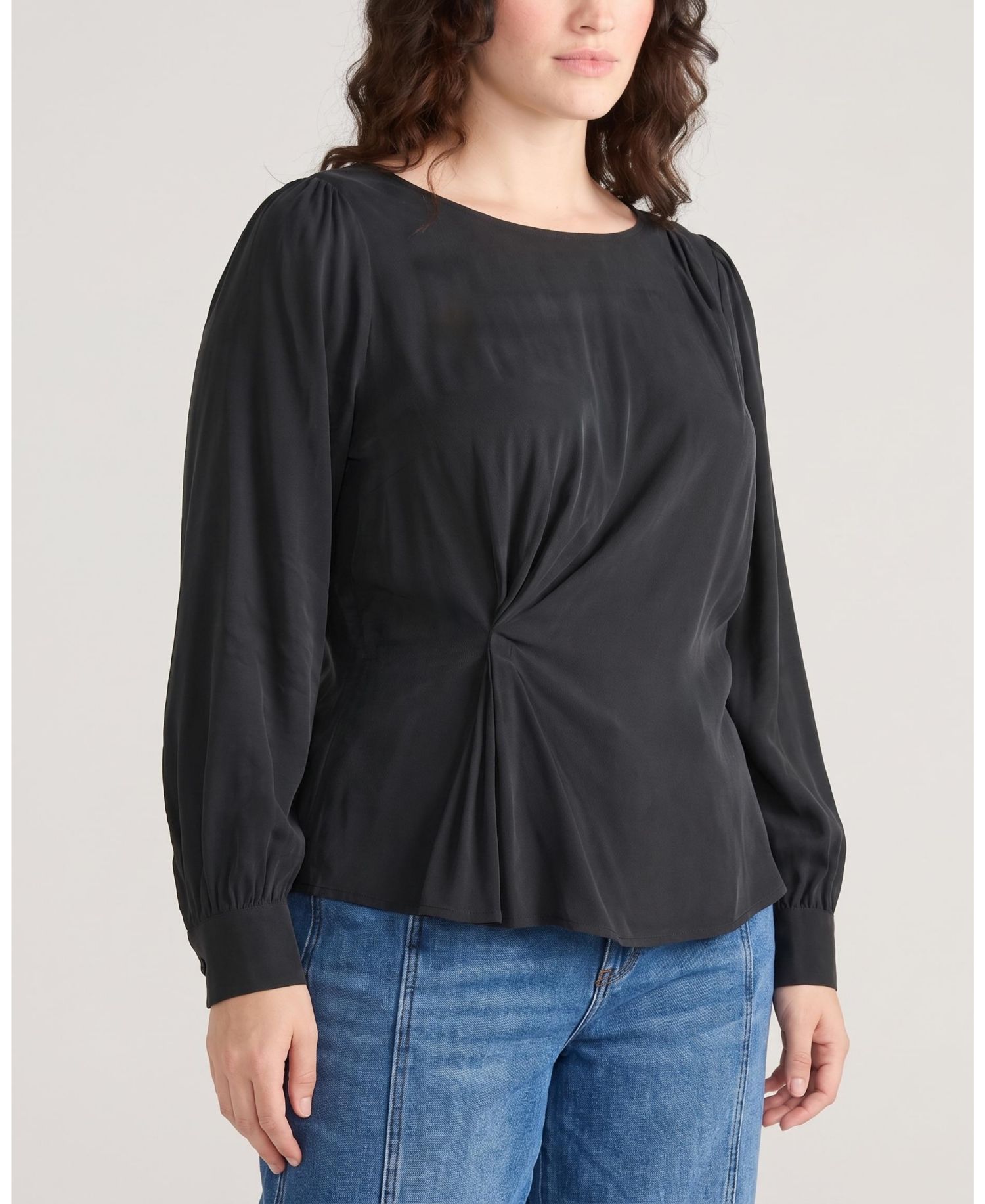 Women's Plus Size Sabrina Twist Front Stretch Cupro Blouse