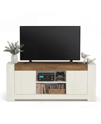Farmhouse TV Stand Entertainment Center with Storage Cabinets for Living Room