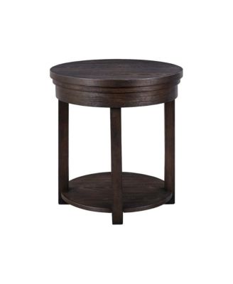 Weston Living Room Round End Table Bottom Storage Shelf