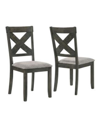 Solid Wood and Fabric-Upholstered Rustic Side Chair, Set of 2