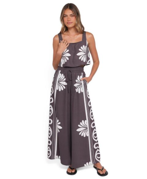 Женский комплект Petal and Pup Timothy Cropped Square-Neckline Wide-Leg Top and Pants, 2-Piece Set, цвет: Тёмно-коричневый