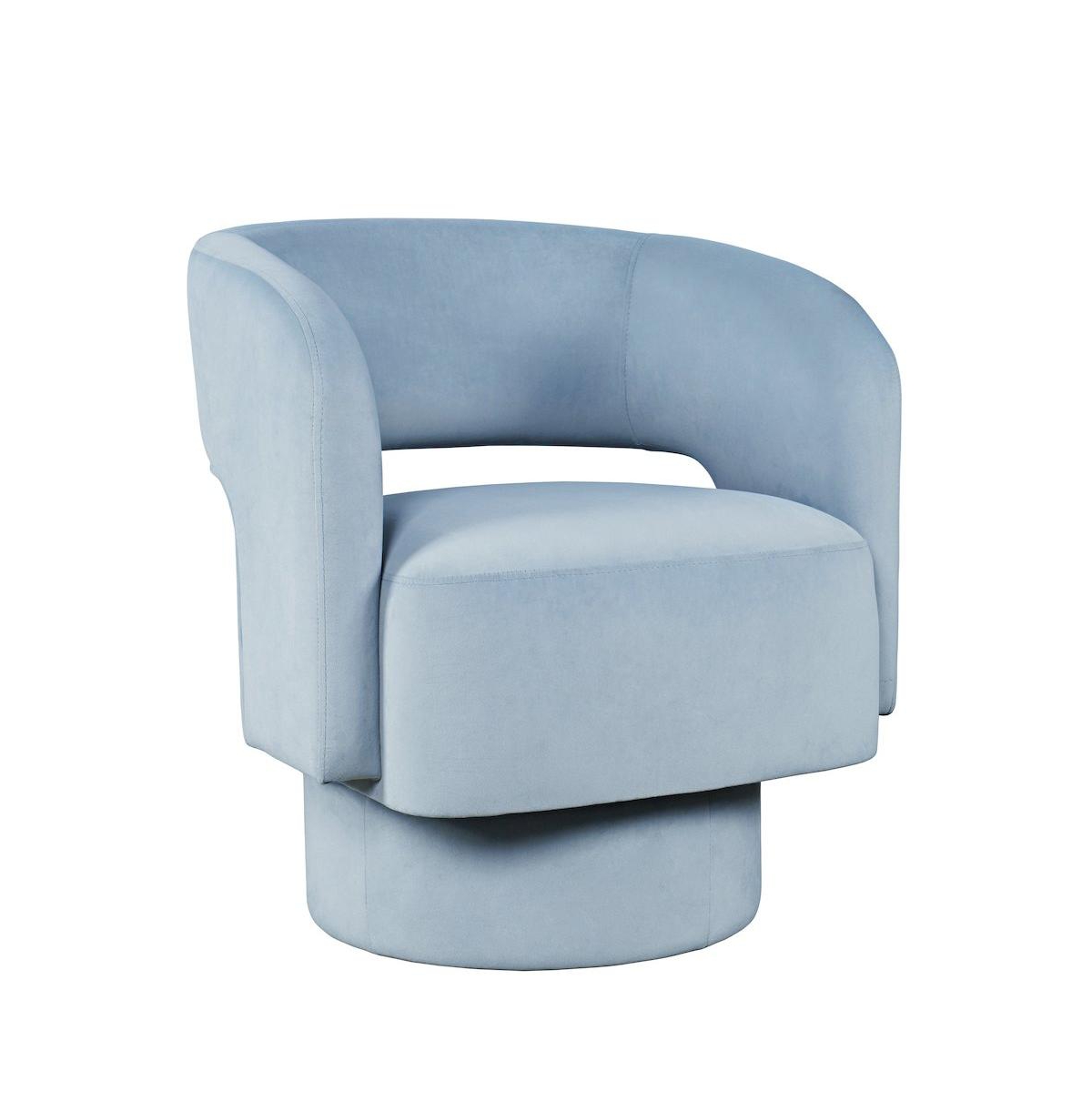 Jofran Mid-Century Modern Upholstered Split-Back Curved Sculpture Swivel Accent Chair - Blue
