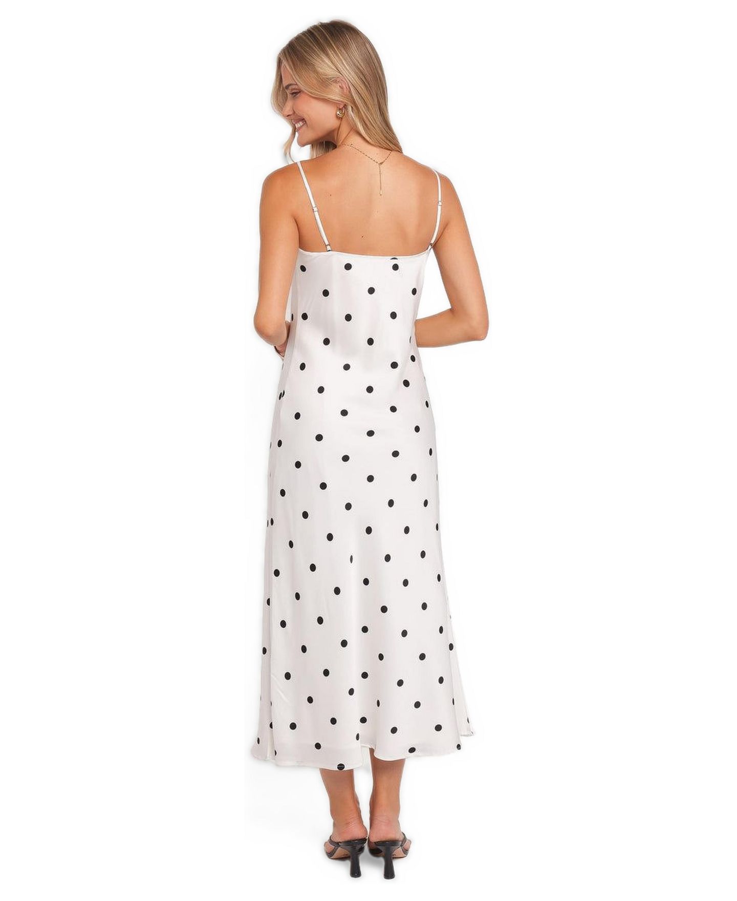 Женское платье Petal and Pup Jamila V-Neck Sleeveless Midi, цвет: Белый в горошек — фото 3