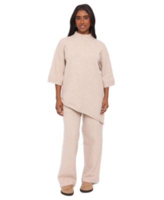Women's Becky Wide-Leg Asymmetrical-Hemline Poncho Top and Pants, 2-Piece Set