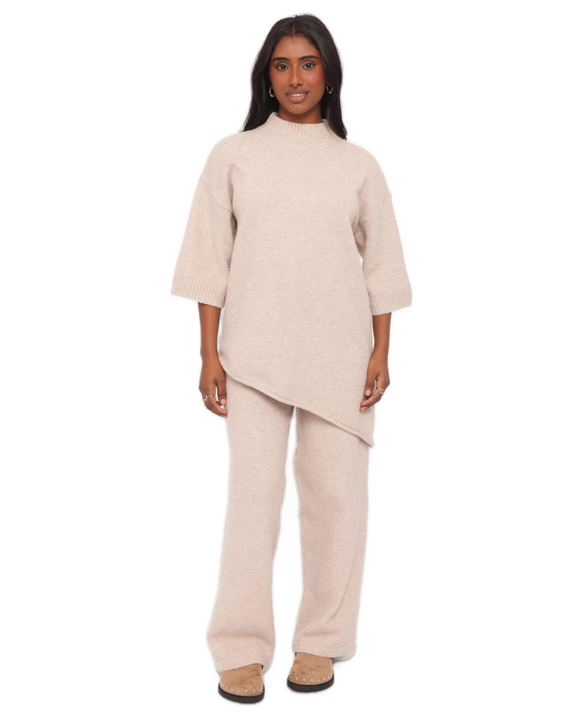 Petal and Pup Women's Becky Wide-Leg Asymmetrical-Hemline Poncho Top and Pants, 2-Piece Set