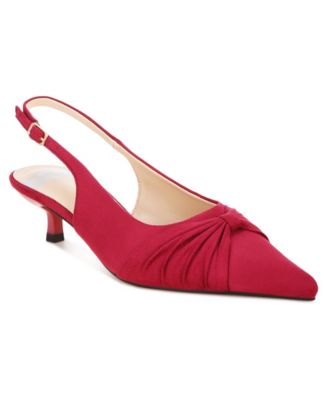 Salvia Kitten-Heel Pointed-Toe Slingback Pumps