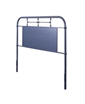 Distressed Metal Queen Metal Headboard with Vintage Design and Metal Tube Frame