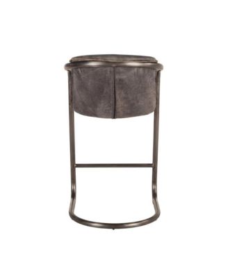 Leather Upholstered Counter Stool with Footrest,Bar Chairs, Brushed Nicel