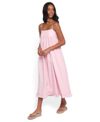 Women's Miuccia Cotton Square-Neck Ruffle-Hem Maxi Dress
