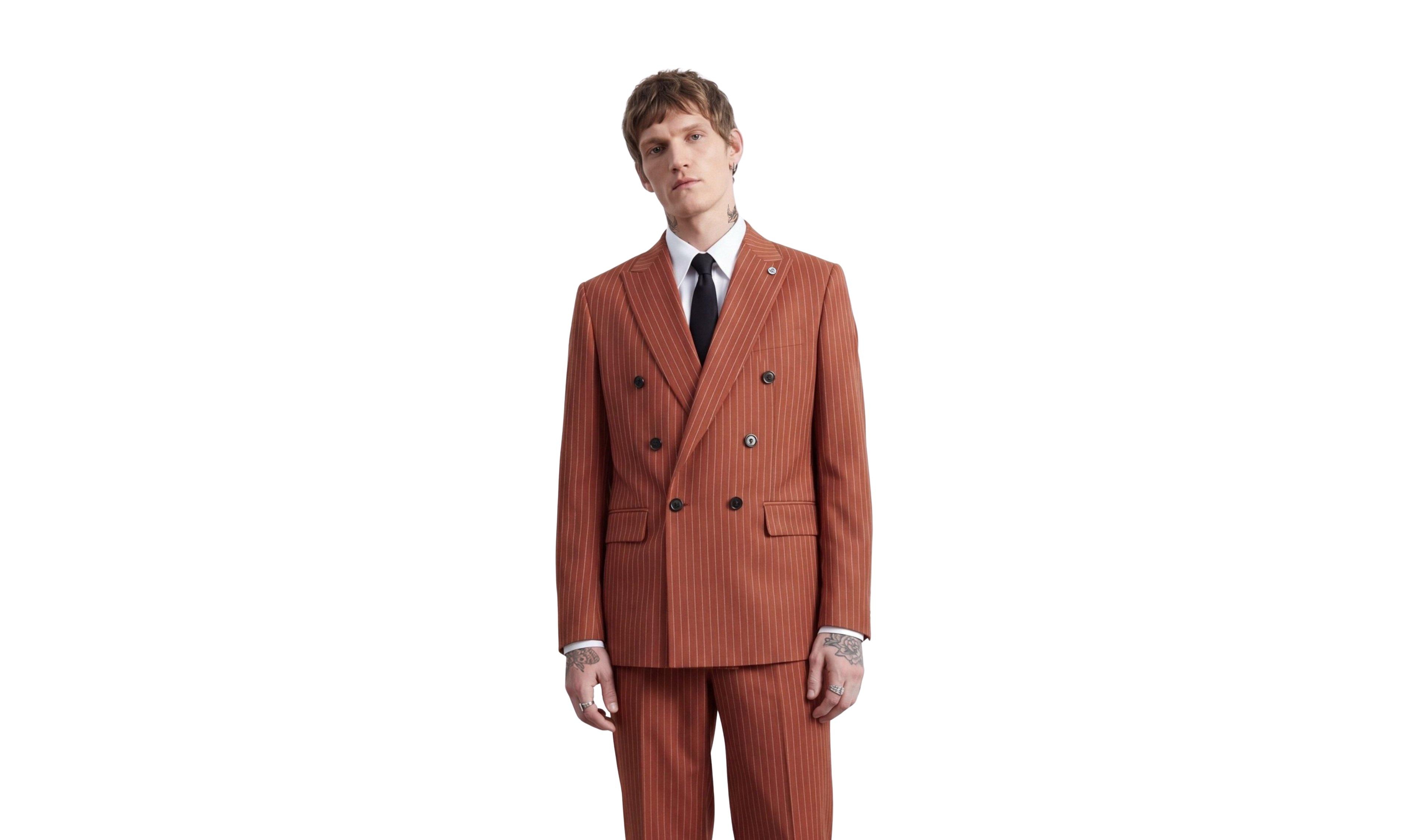 Twisted Tailor Men's Syrah Double Breasted Pinstripe Jacket