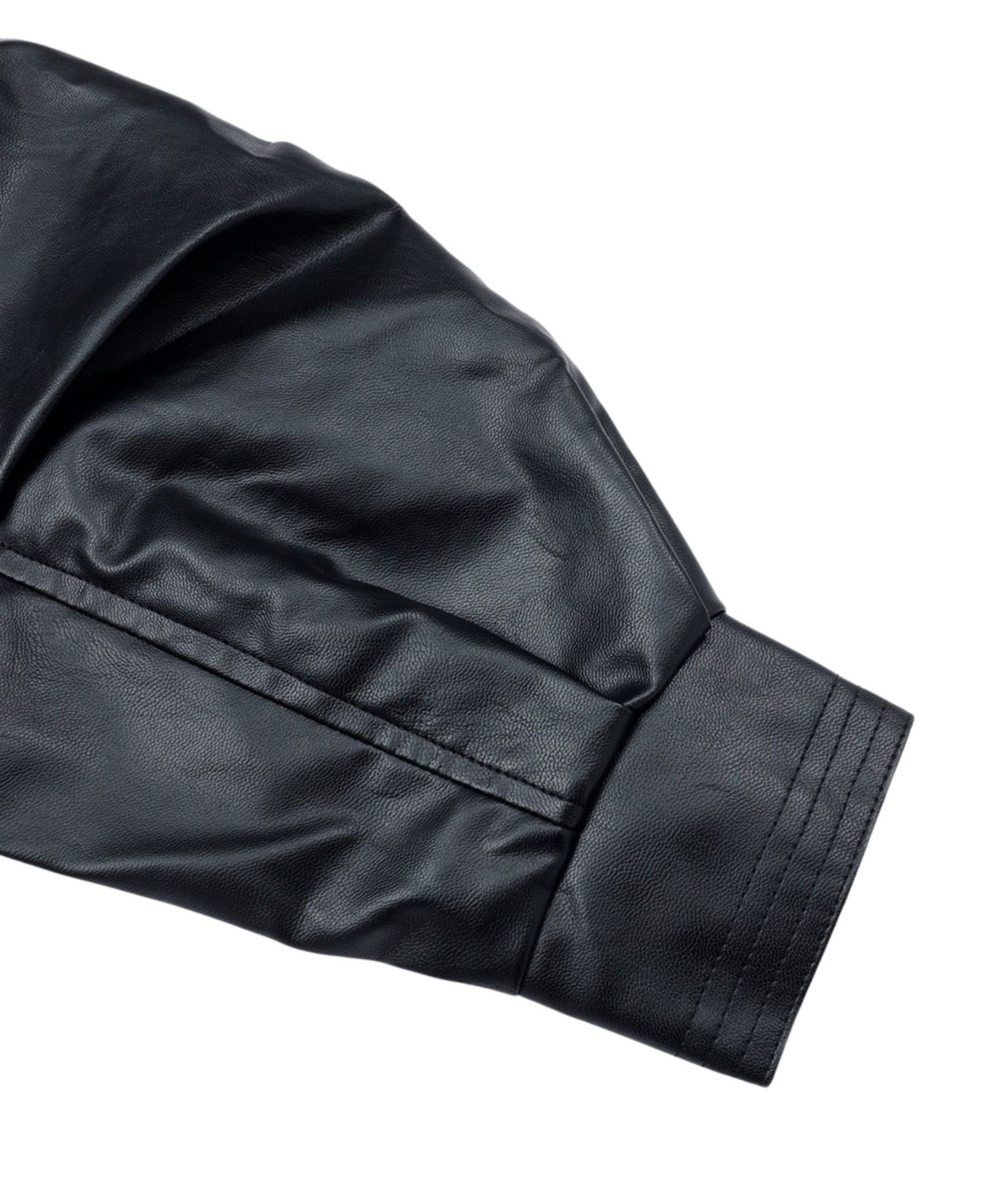 Women's Zip Up Ruched Leather Jacket