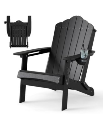 Weather-Resistant Folding HDPE Adirondack Chair with High Backrest