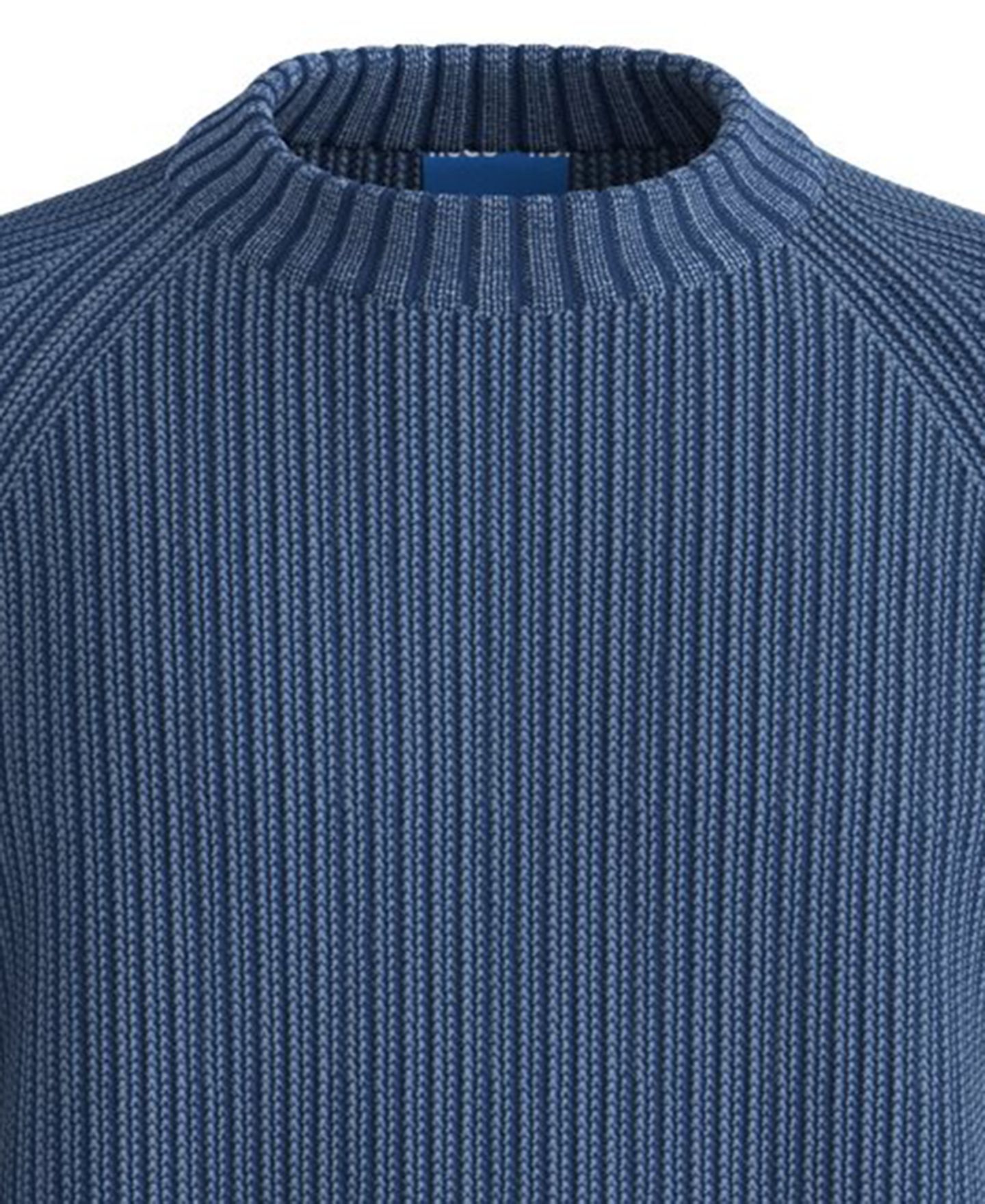 Мужской хлопковый свитер Hugo Boss Sondye-1 с круглым вырезом и рукавом реглан, цвет: Тёмно-синий — фото 2