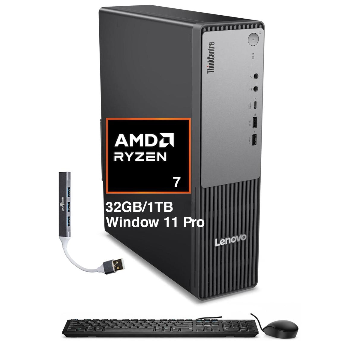Lenovo ThinkCentre Neo 55s Ryzen 7 250, 32GB, 1TB Ssd with Usb Hub