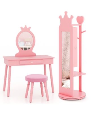 44-Inch Kids Princess Vanity and Jewelry Cabinet Set