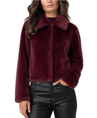 Women's Cropped Collared Faux Fur Jacket
