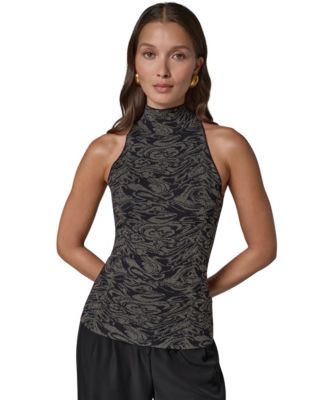 Women's Halter Sleeveless Jacquard Tank Top