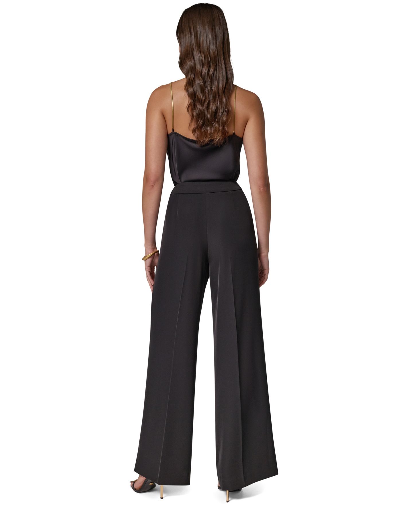 Женские брюки Donna Karan New York High-Waisted Wide-Leg, цвет: Чёрный — фото 7