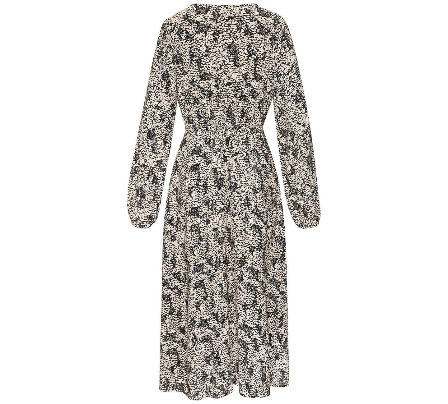 Женское платье Lascana Long-Sleeve Printed A-Line Midi, цвет: Чёрный / Бежевый — фото 5
