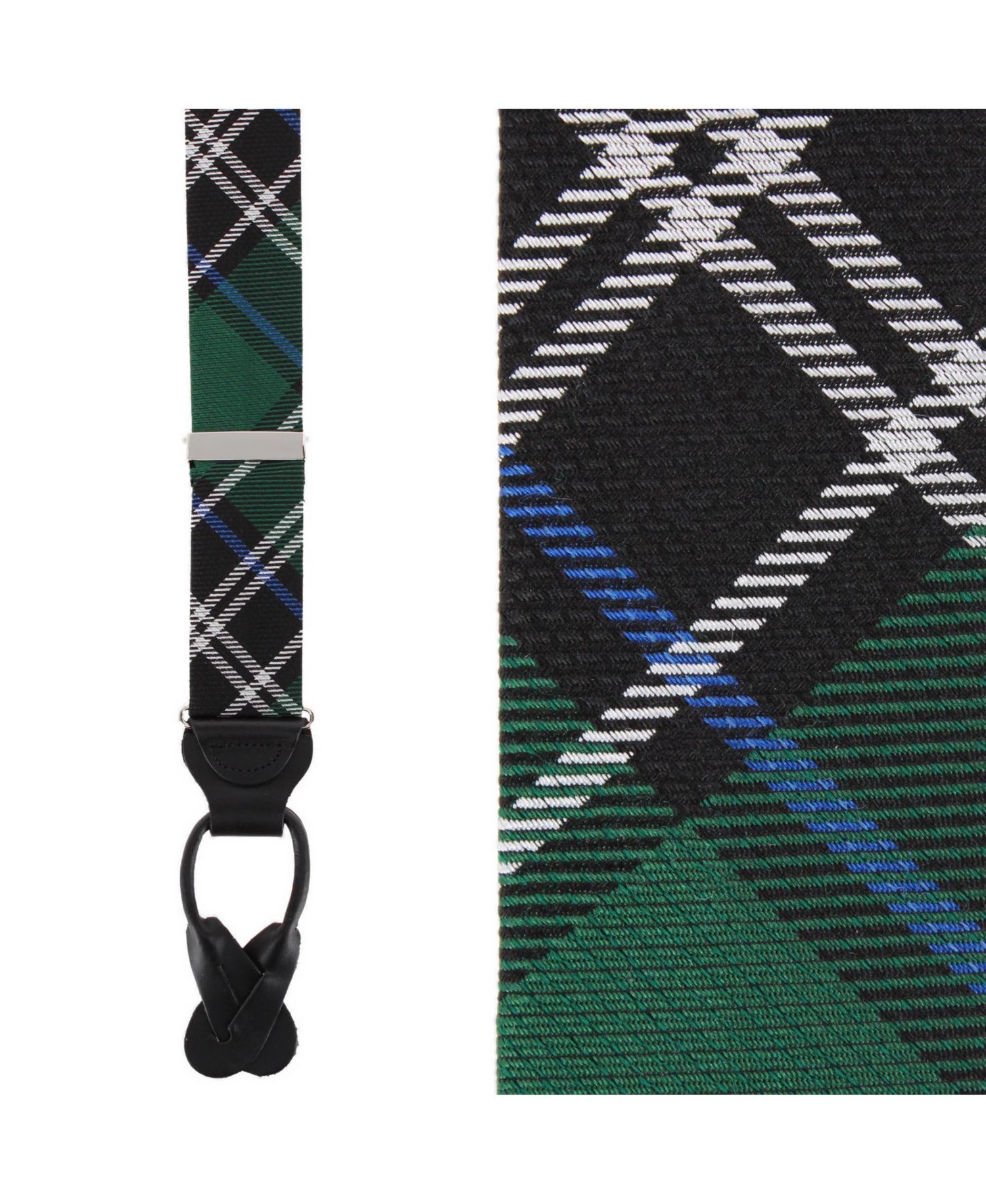 Jarlath Tartan Plaid Wool-Blend Button-End Suspenders
