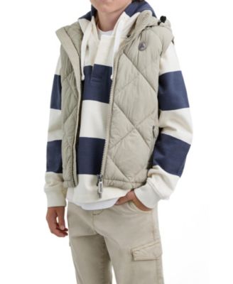 Boys' 4-20 Puffer Hooded Vest with Rubberised Skull Detail