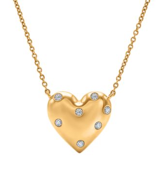 Round Diamond Heart Pendant Necklace (1/10 ct. t.w.) in 10k Yellow Gold