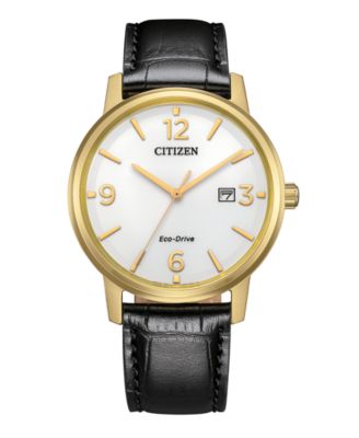 Men's Classic Black Leather Strap Watch 40mm