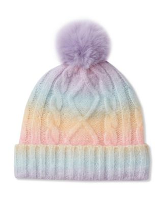 Girls' Fleece-Lined Knit Pom-Pom Beanie