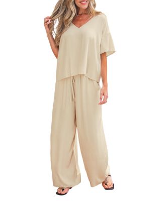 Women's Effortless Flowy Wide Leg Two Piece Set