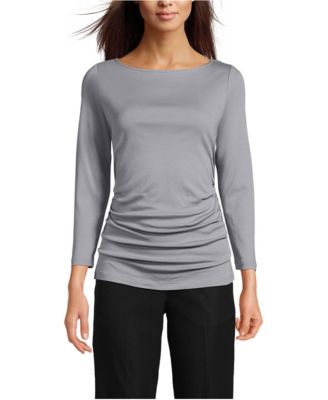 Women's Supima Micro Modal Three Quarter Sleeve Ruched Waist Top