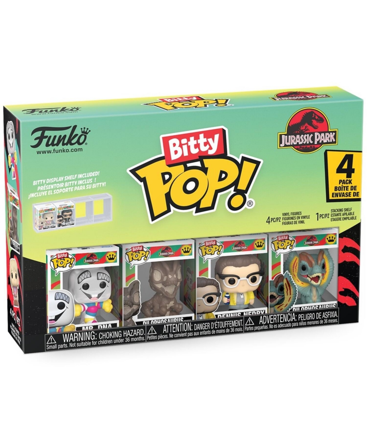 Funko Bitty Pop Jurassic Park Mr. Dna Series 3 4-Pack Vinyl Figures, Ages 3+