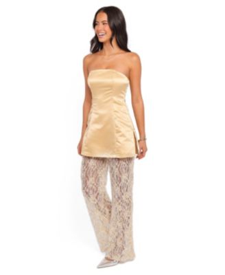 Women's Oxley Strapless Wide-Leg Satin Jumpsuit