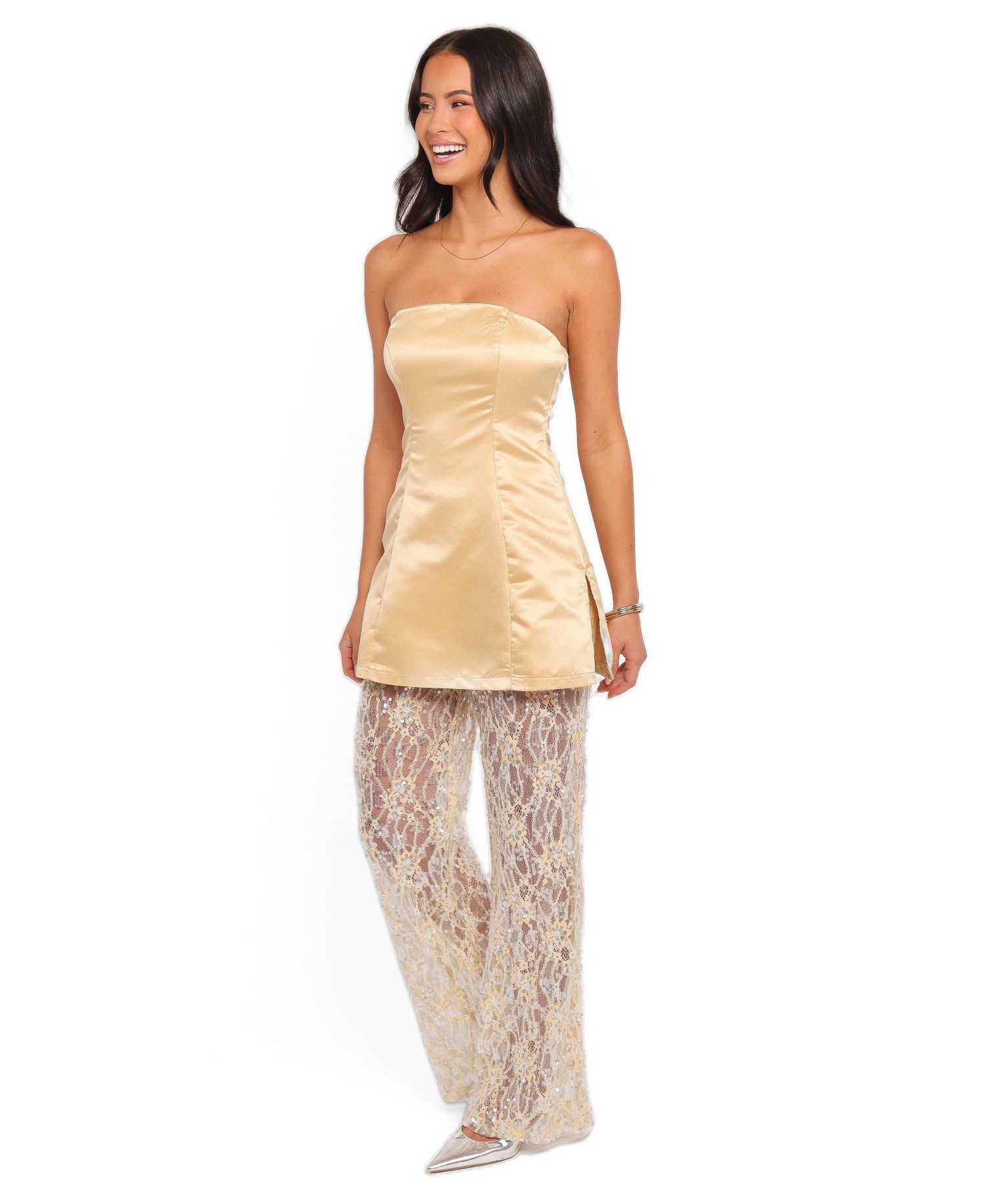 Women's Oxley Strapless Wide-Leg Satin Jumpsuit
