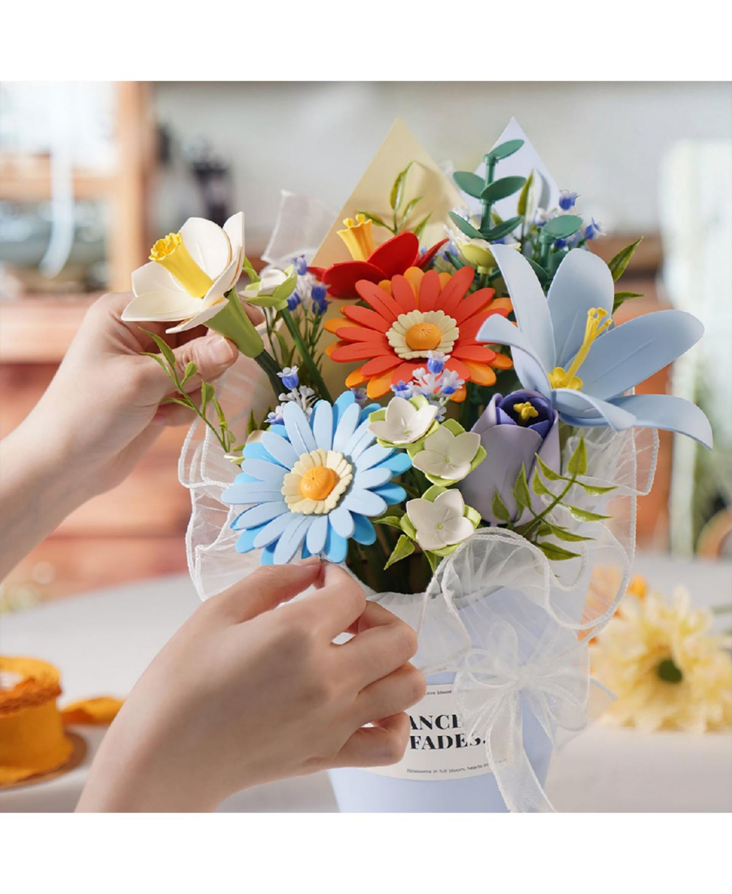 Детские конструкторы Robotime DIY Flower Bouquet Puzzle Kit 3D Flowers Building Set Handmade Arrangement Craft Decor Gift for Adults — фото 6